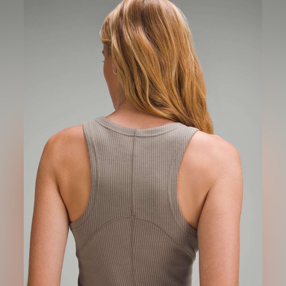 Lululemon•Ribbed Softstreme Slim-Fit Tank Dress•Nomad (taupe brown)•NWOT•size 10 - Picture 9 of 16